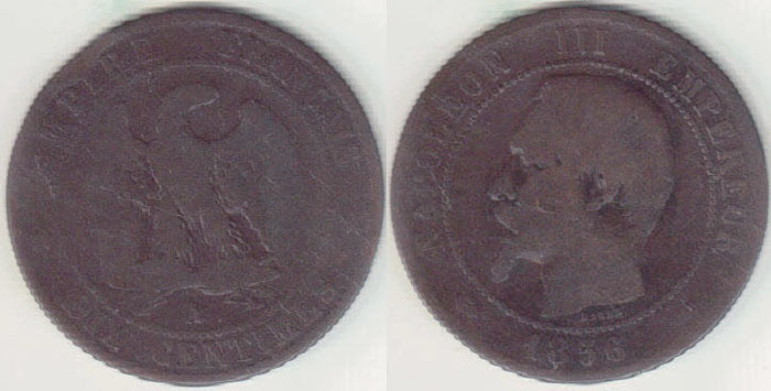 1856 A France 10 Centimes A008035